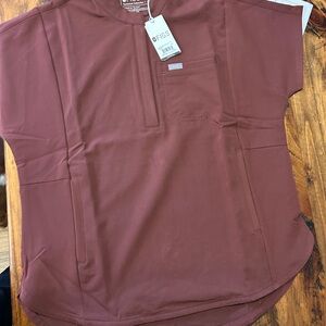 Figs Women's Tunic Top in Deep Maroon